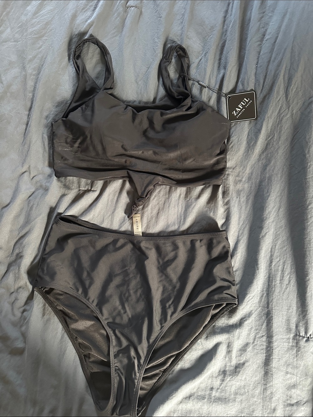 NWT Black Knot-Front Scoop Two-Piece Bikini